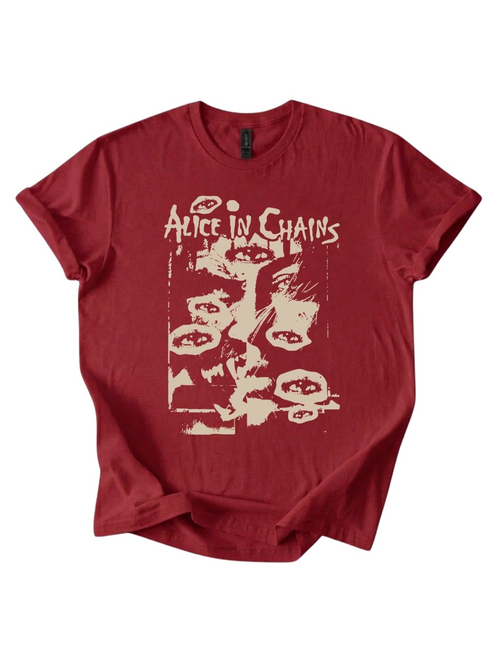Gildan Alice in chain Graphic Tee - Red Crewneck Shirt
